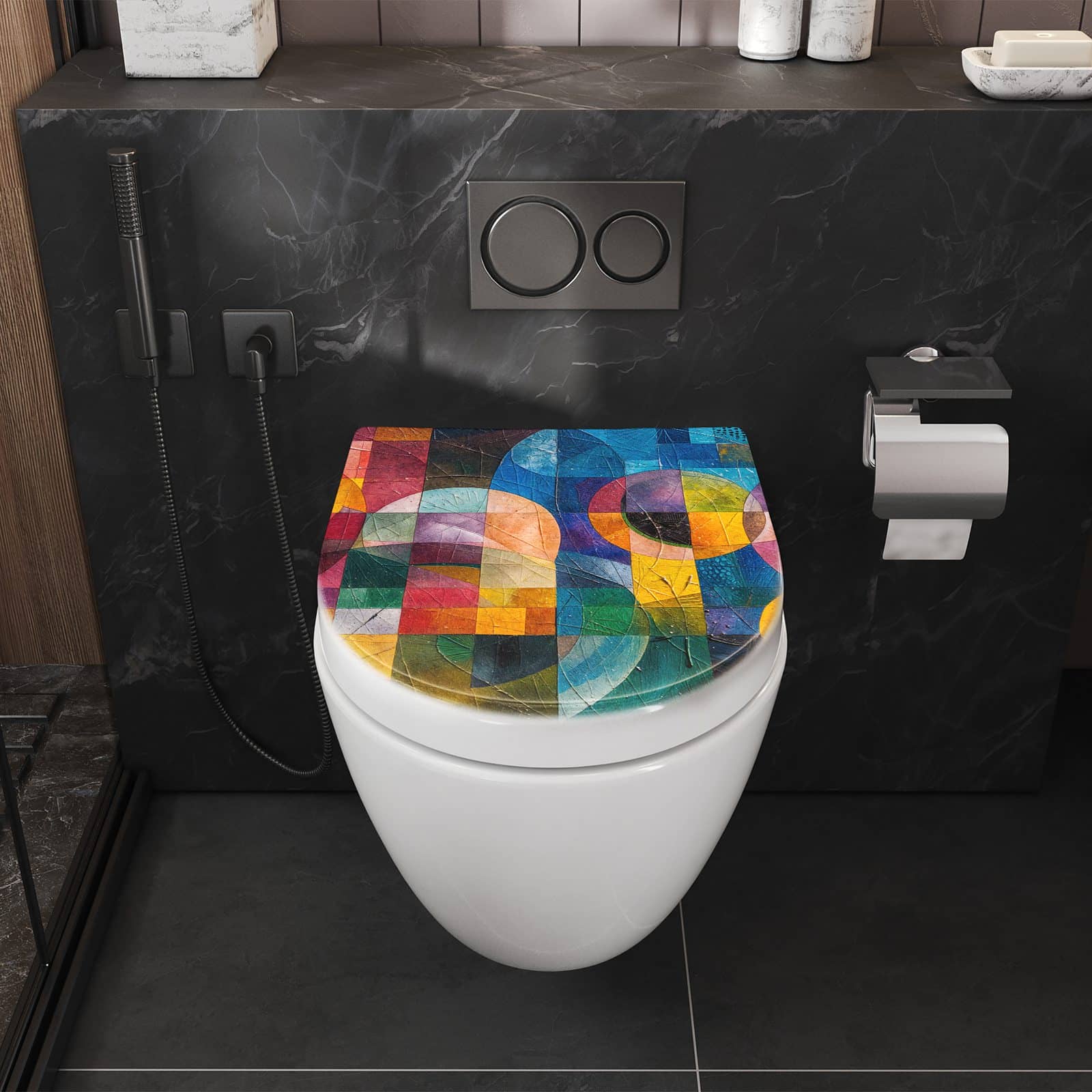 WC-Sitz mit Absenkautomatik Farben von Abstrakte