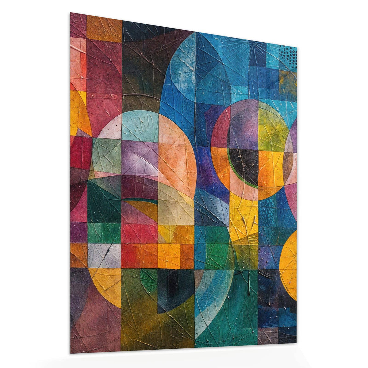 Echtglas, 4 mm – kein Acryl, keine Folie – Wandbild - Kreise und Quadrate - Hochformat