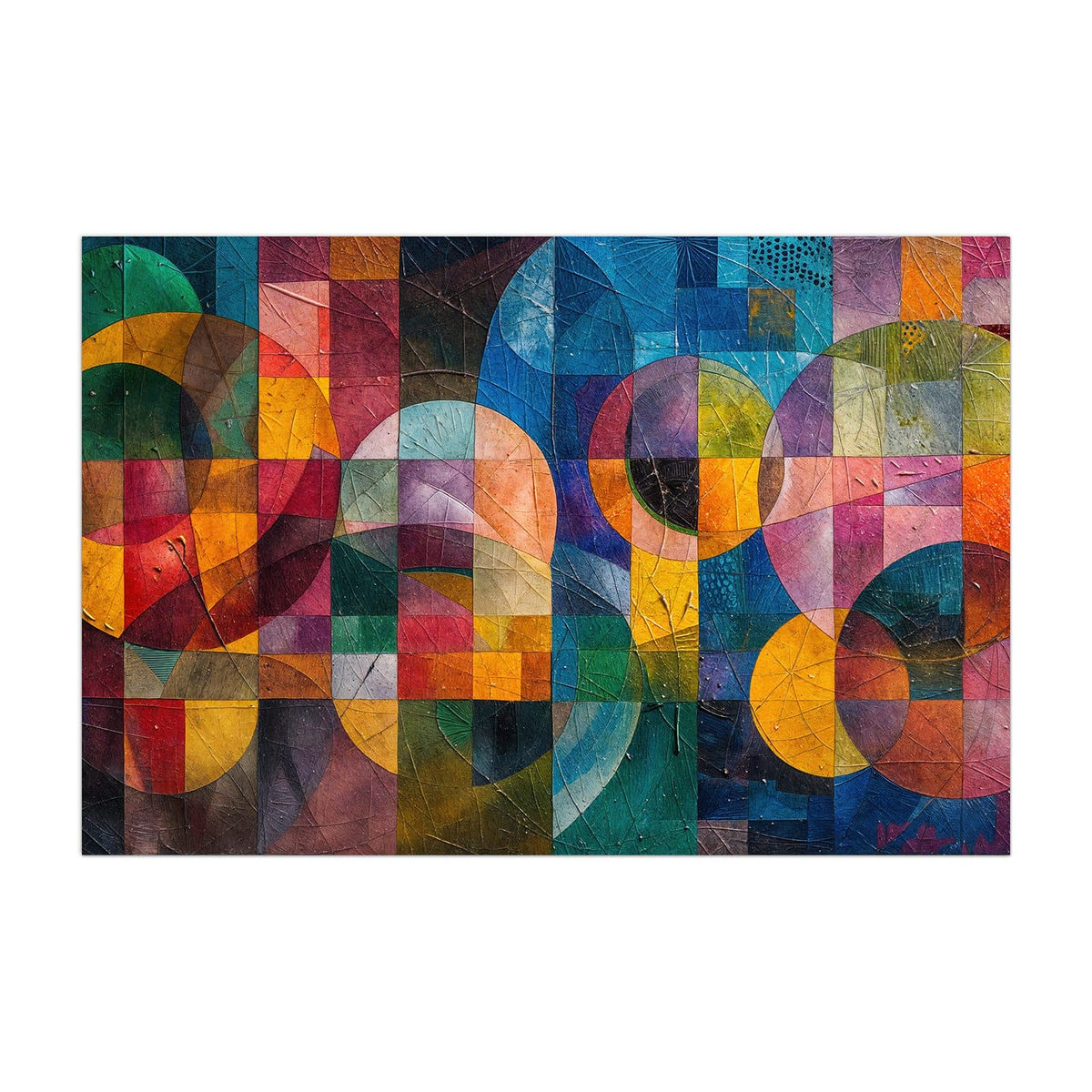 Küchenrückwand aus Glas Kreise und Quadrate im Hochformat, Motiv bildfüllend von vorn
