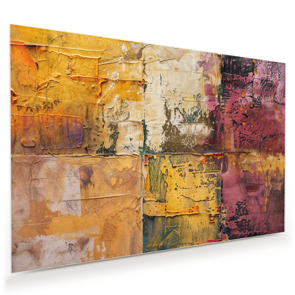 Wandbild mit dem Motiv Papiercollage in Ocker