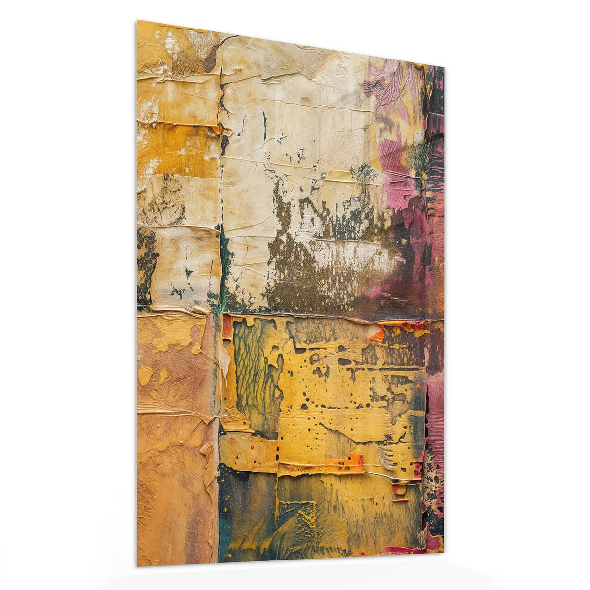 11 Größen – von 30 × 60 bis 60 × 150 cm – Wandbild - Papiercollage in Ocker - Hochformat