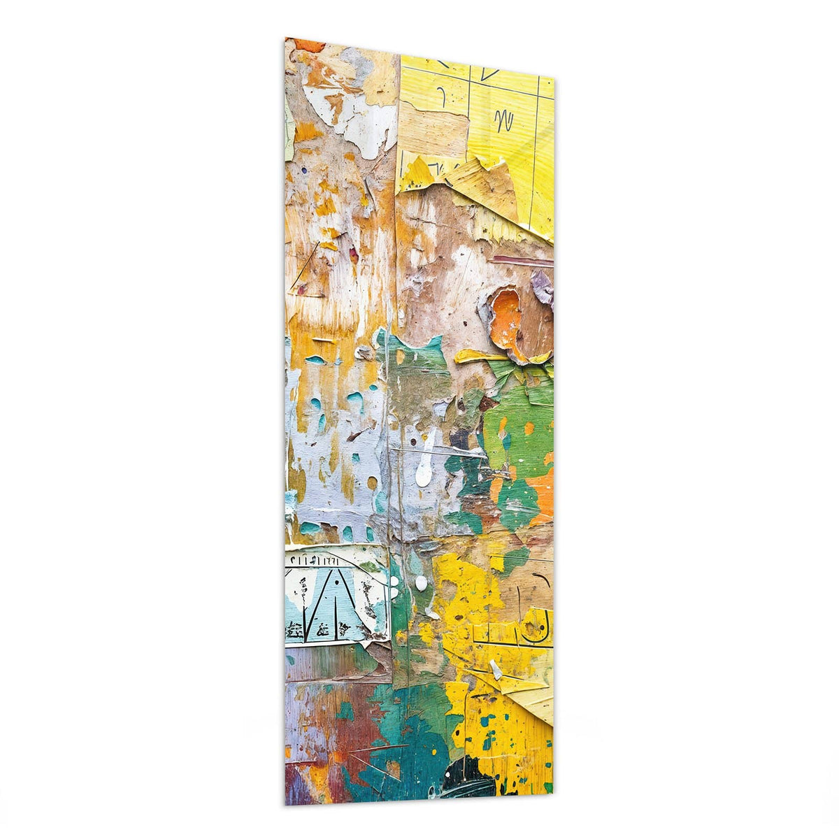 Glasbild Abgerissene Plakate von der Seite, 4 mm Echtglas