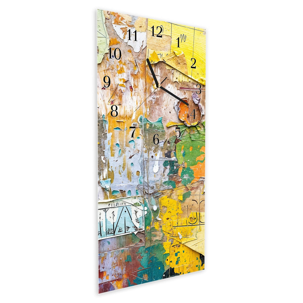 Vormontiert – mit Schwebeeffekt – Wanduhr Abstrakte & Kunst aus Glas – Hochformat 30 × 60 cm