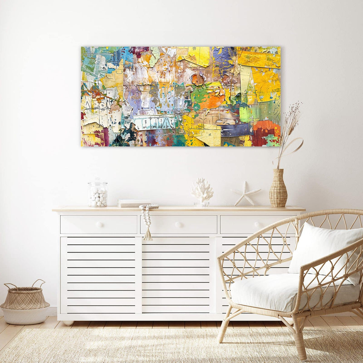 Echtglas, 4 mm – kein Acryl, keine Folie – Wandbild - Abgerissene Plakate - Querformat
