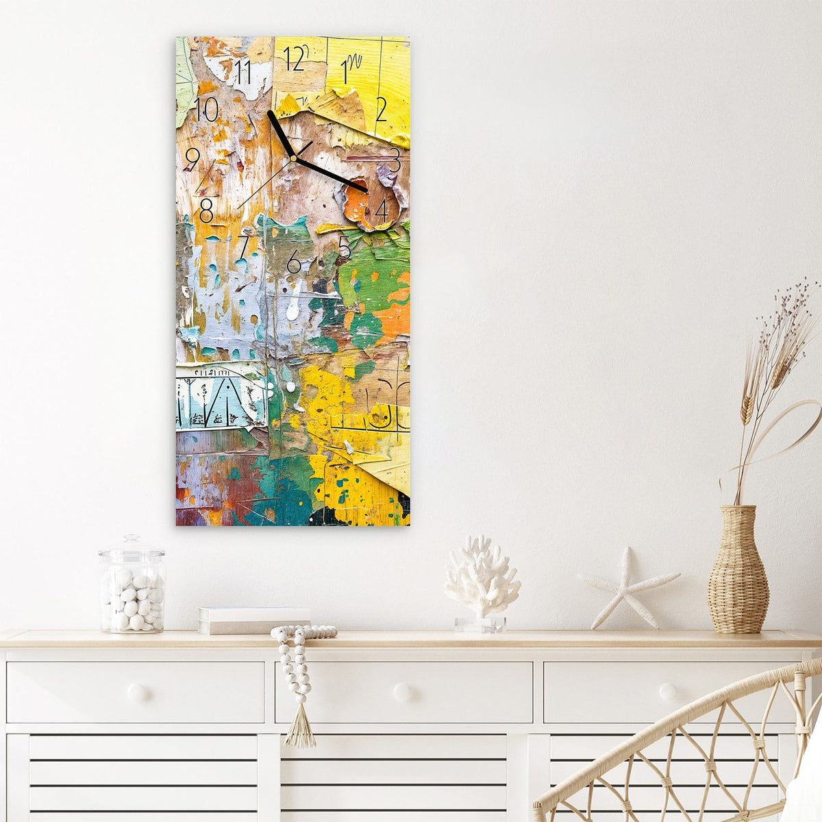 Wanduhr Abstrakte & Kunst aus Glas – Farbschichten wie eine Collage