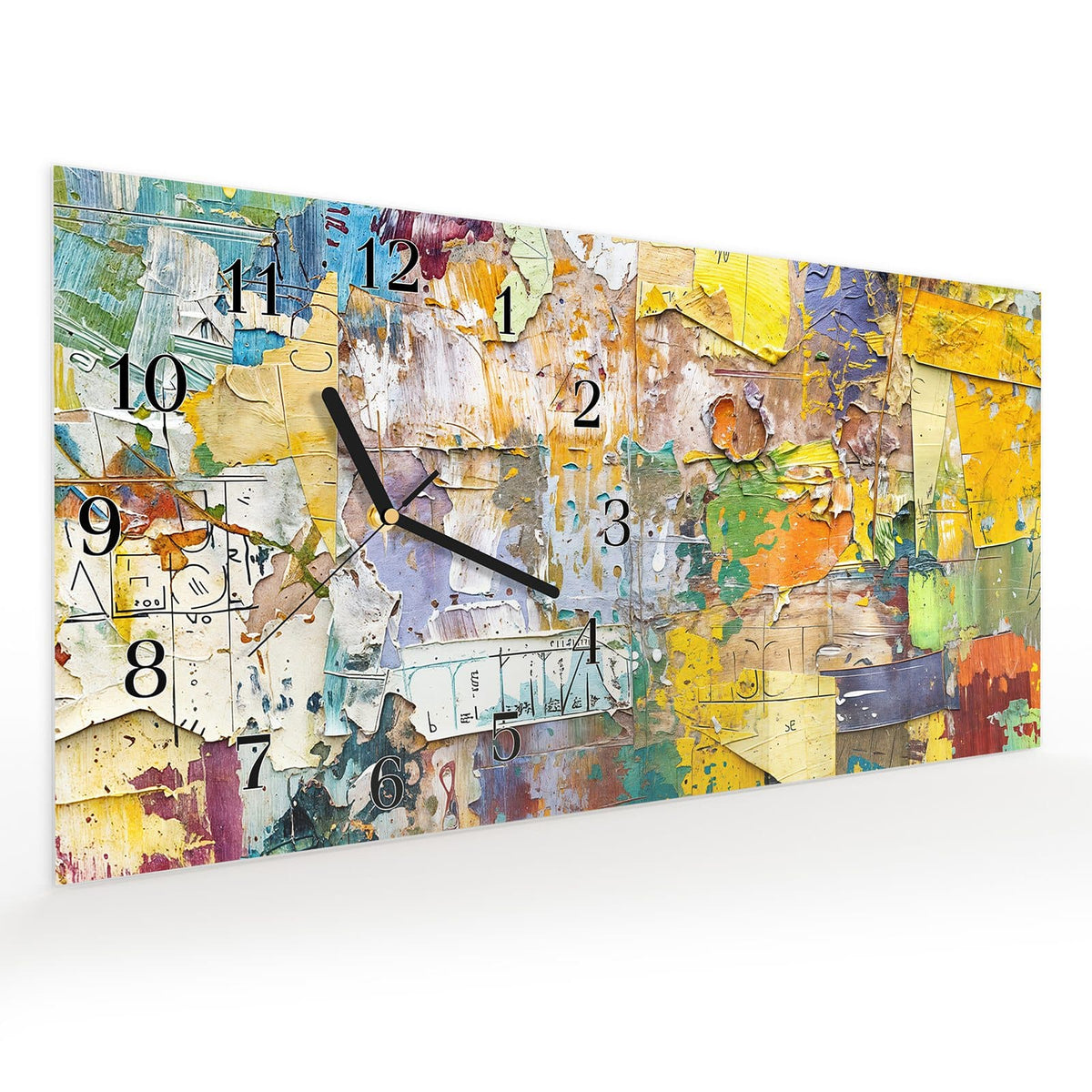 Vormontiert – mit Schwebeeffekt – Wanduhr Abstrakte & Kunst aus Glas – Querformat 60 × 30 cm