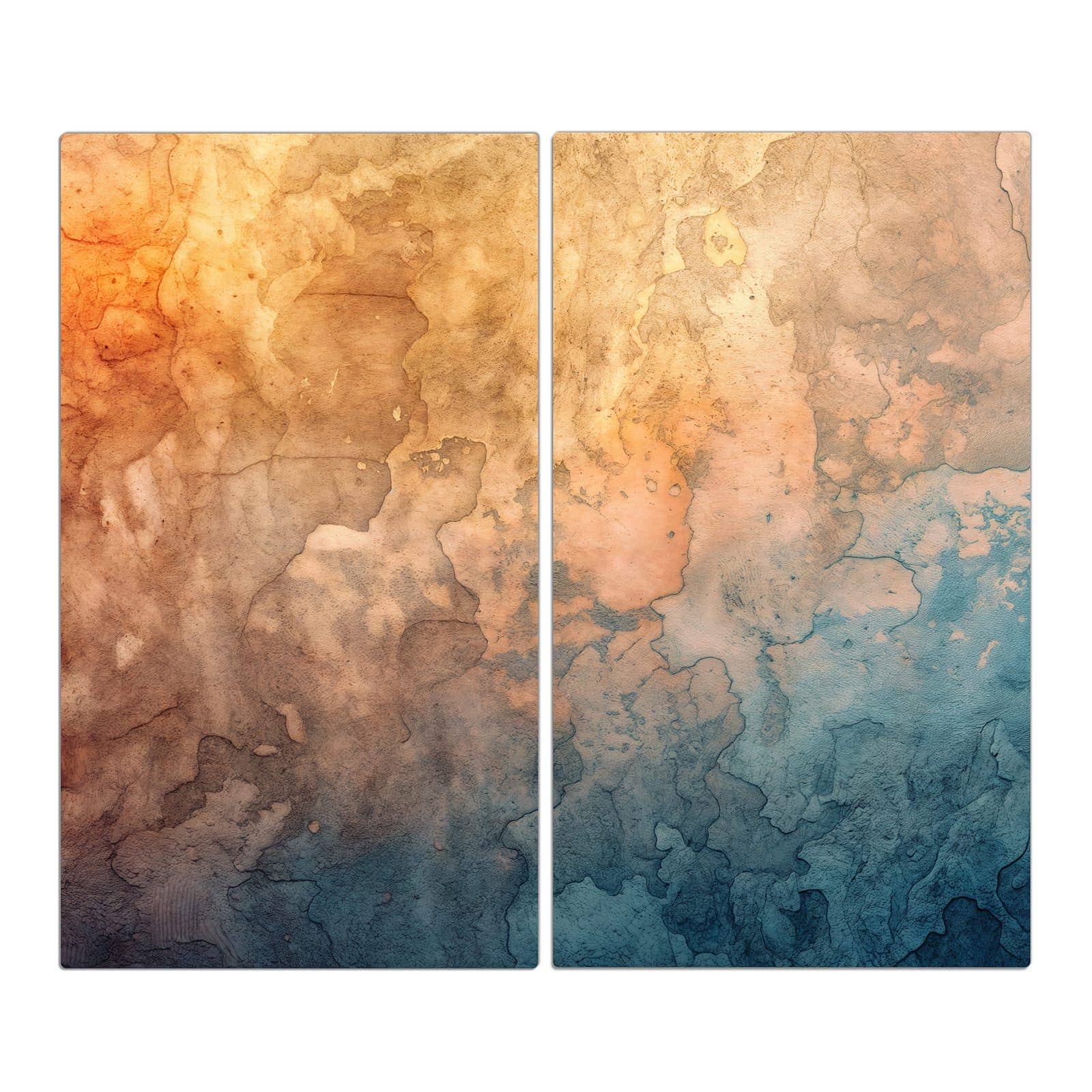 2-teilige Abdeckplatte für Induktionsherd mit Aquarellkunst-Motiv in der Frontansicht #grösse_2-Teilig (60x52cm)