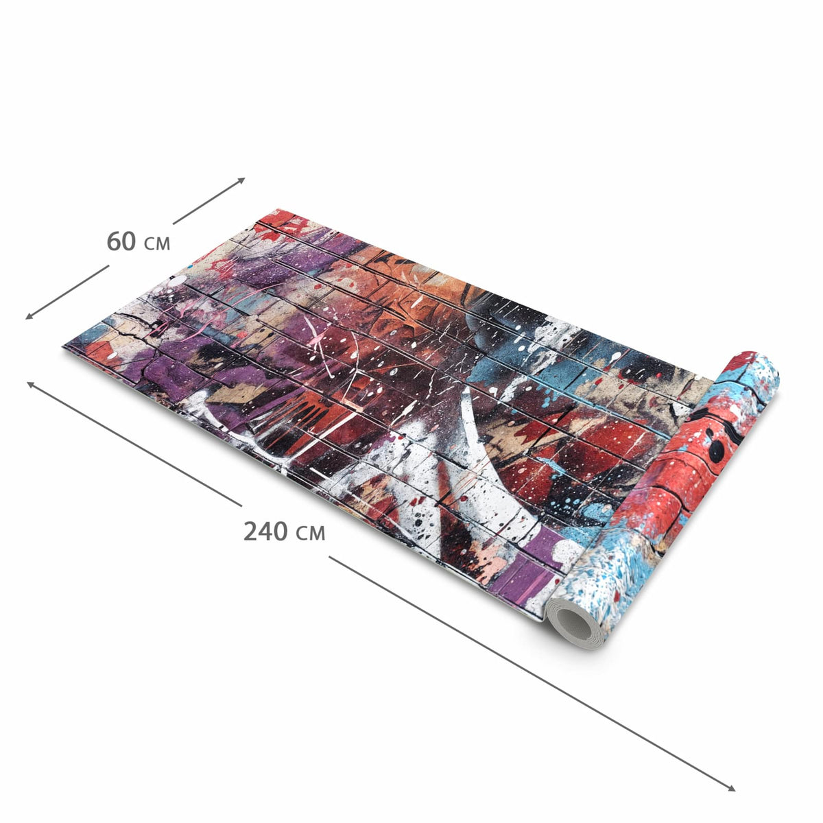 Fleckenresistenter Küchenteppich mit Motiv Graffiti- Mauer in der Grösse 60x150 cm, waschbar