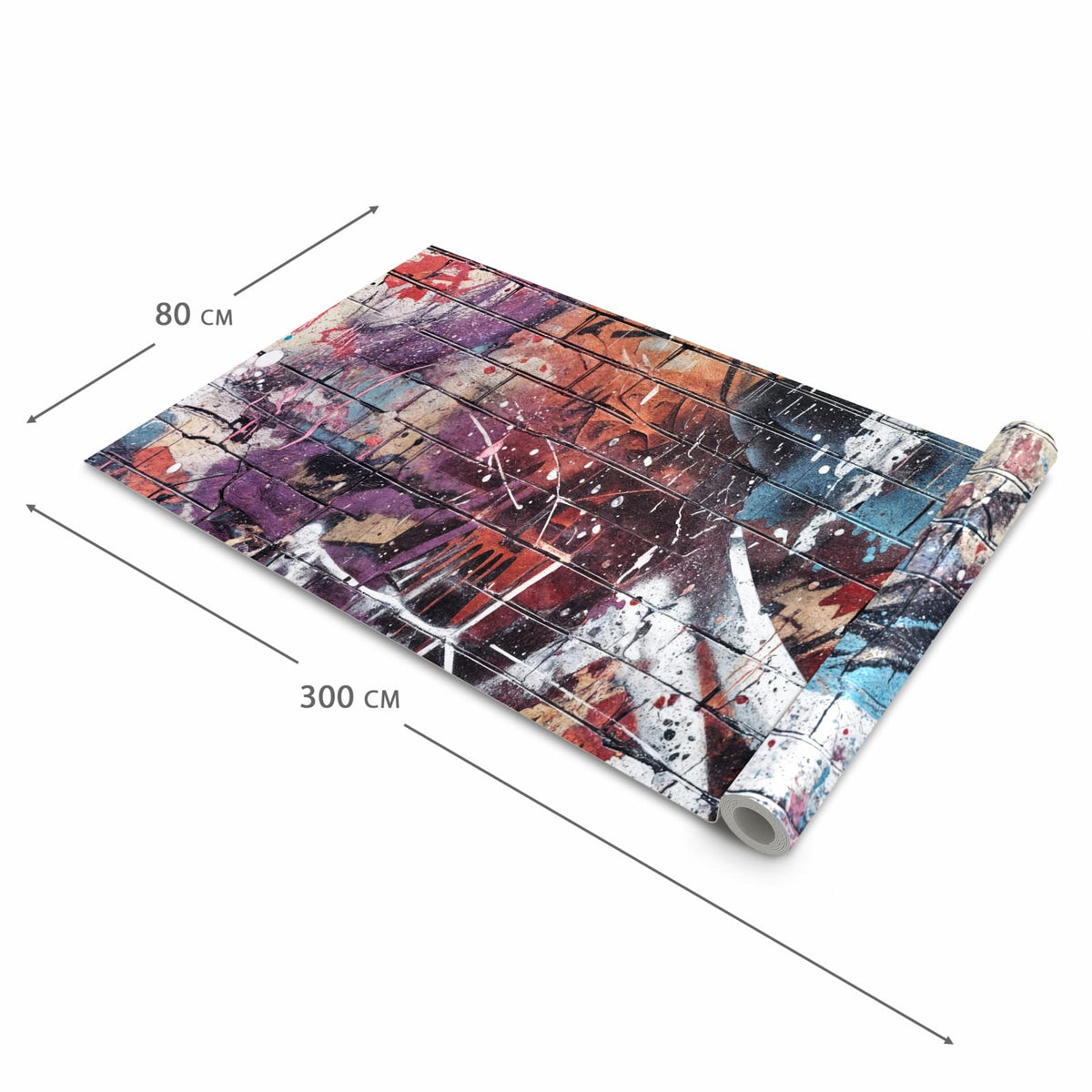 Rutschhemmender waschbarer Küchenläufer mit Motiv Graffiti- Mauer in der Größe 60x180 cm