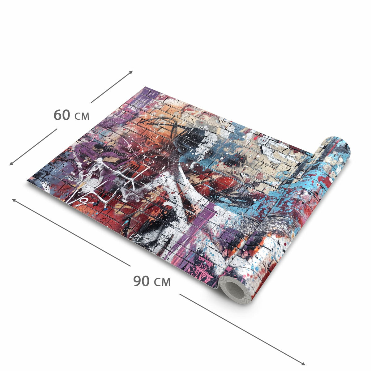 Langlebiger rutschfester Küchenteppich mit Motiv Graffiti- Mauer in der Grösse 60x150 cm