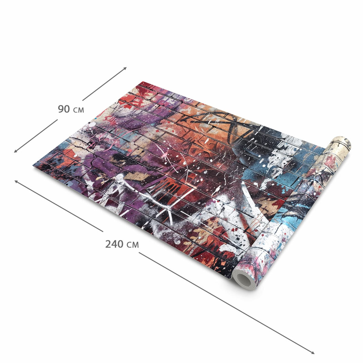 Rutschfester Küchenläufer mit Motiv Graffiti- Mauer in der Grösse 60x180 cm für angenehme Haptik