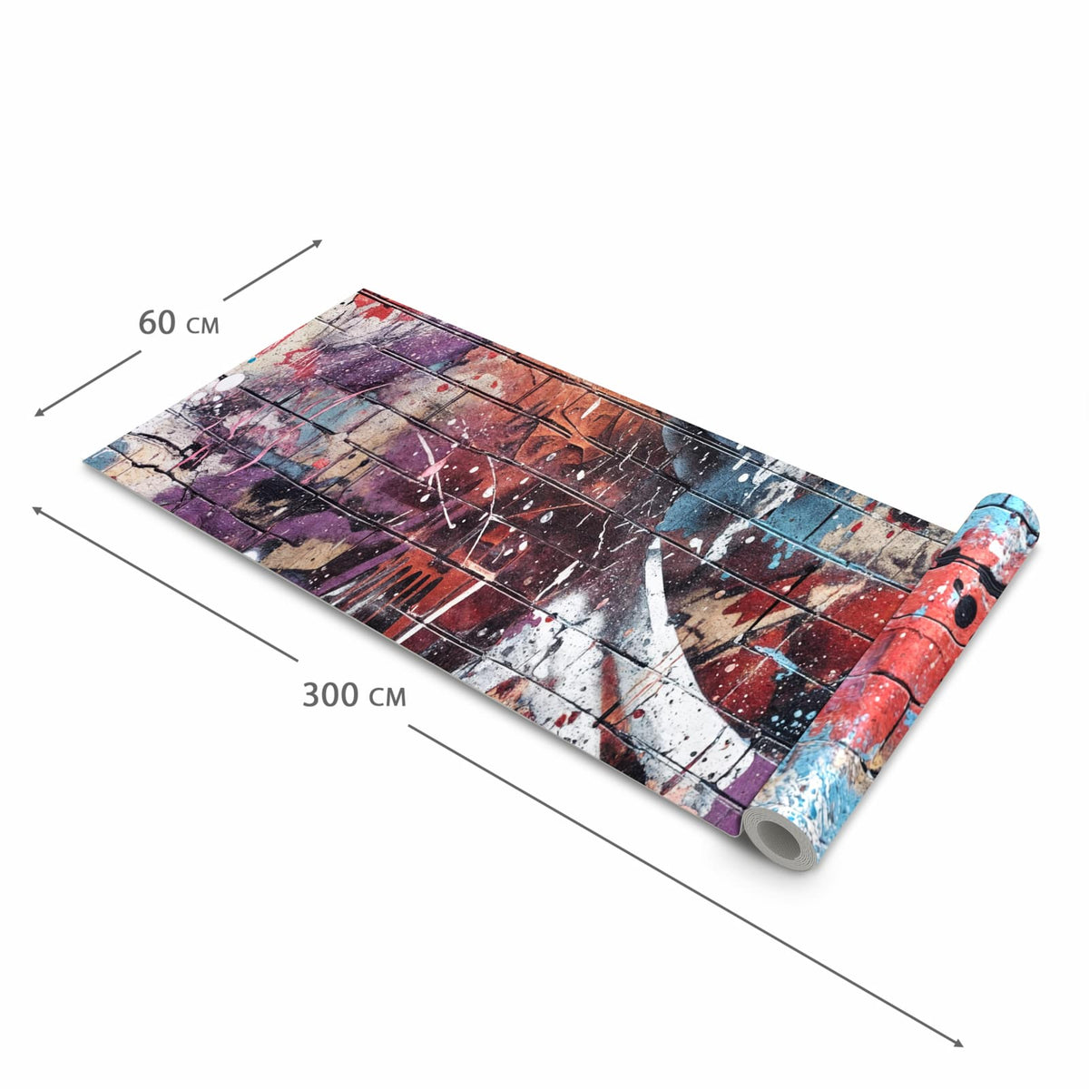 Geruchsneutraler großer Küchenteppich mit Motiv Graffiti- Mauer in der Größe 60x150 cm