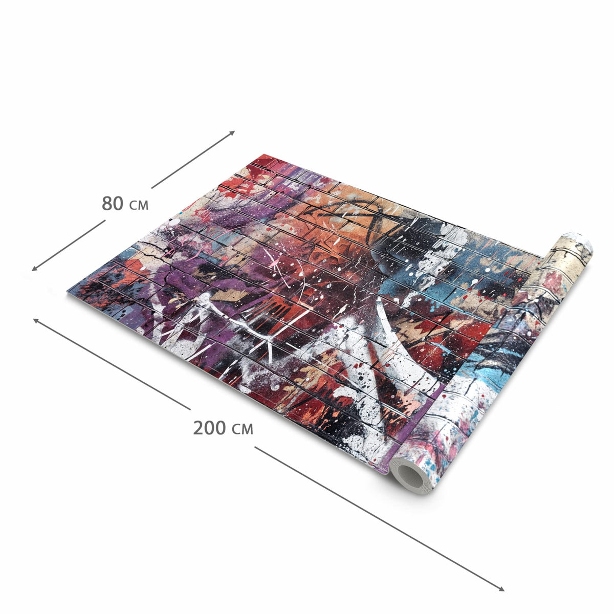 Flacher Küchenteppich mit Motiv Graffiti- Mauer in der Grösse 60x150 cm, waschbar