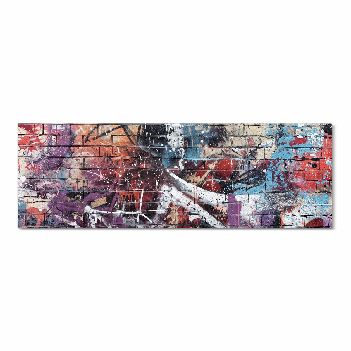 Geräuschdämpfender Küchenteppich mit Motiv Graffiti- Mauer in Frontansicht
