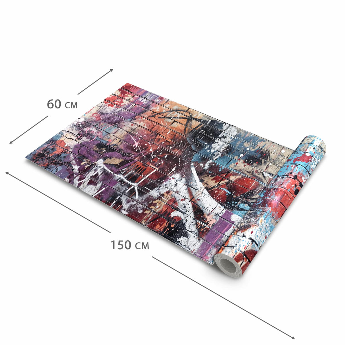 Rutschfester Küchenteppich mit Motiv Graffiti- Mauer in der Größe 60x150 cm für Trittkomfort