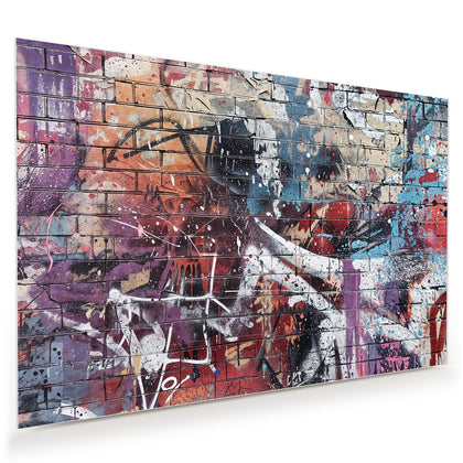 Wandbild mit dem Motiv Graffiti auf Ziegelmauer