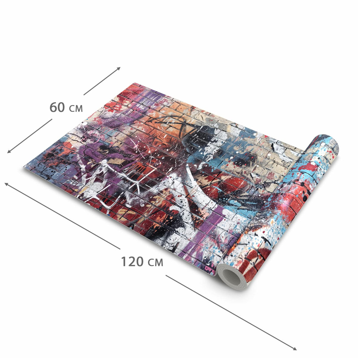 UV-beständiger Küchenteppich mit Motiv Graffiti- Mauer in der Grösse 60x150 cm