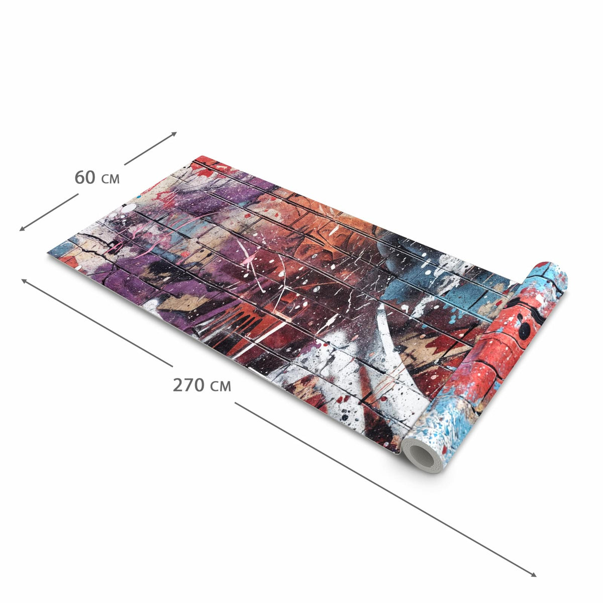 Schmutzabweisender waschbarer Küchenteppich mit Motiv Graffiti- Mauer in der Grösse 60x150 cm