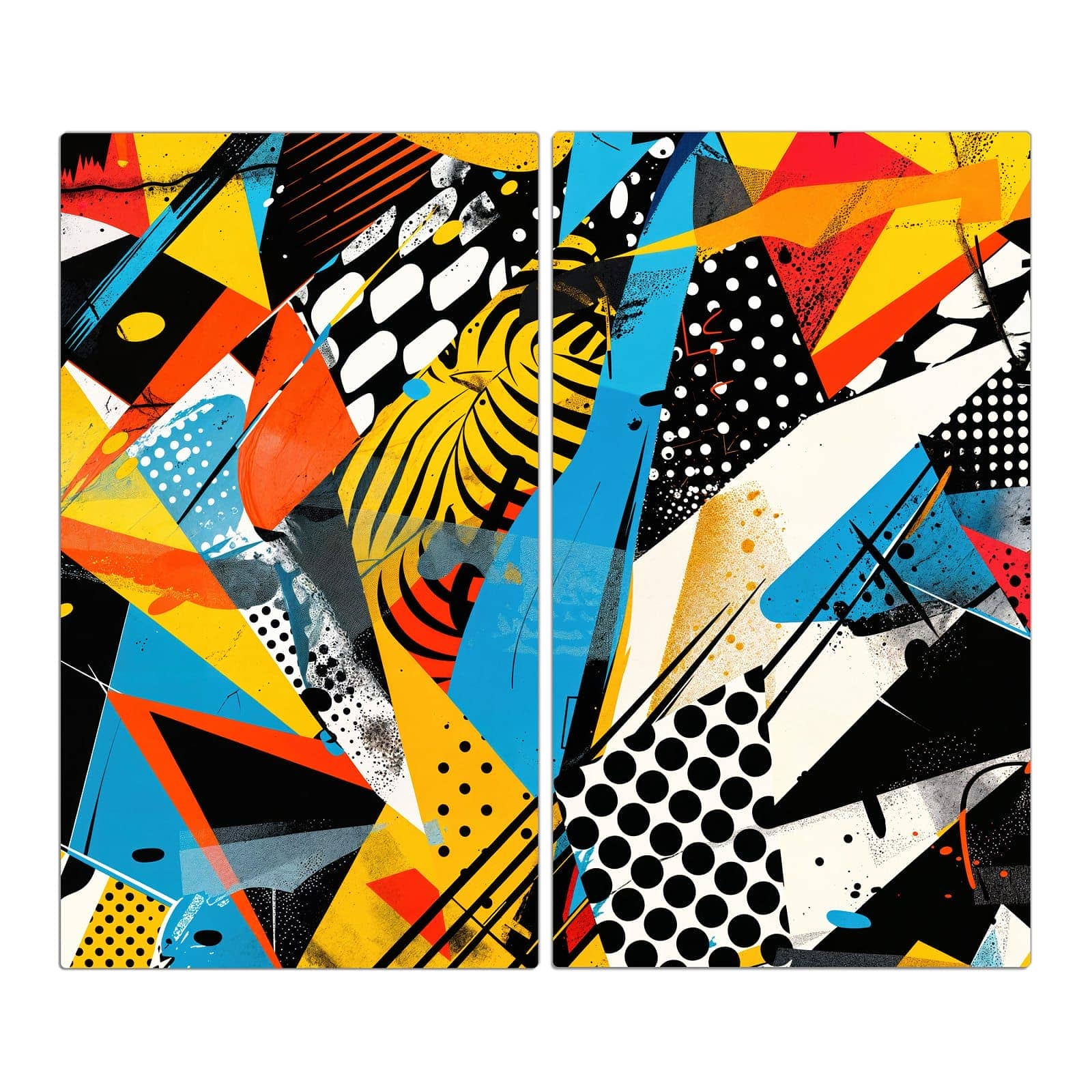 2-teilige Ceranfeldabdeckungen mit Abstrakte Kunstwerk-Motiv in der Frontansicht #grösse_2-Teilig (60x52cm)