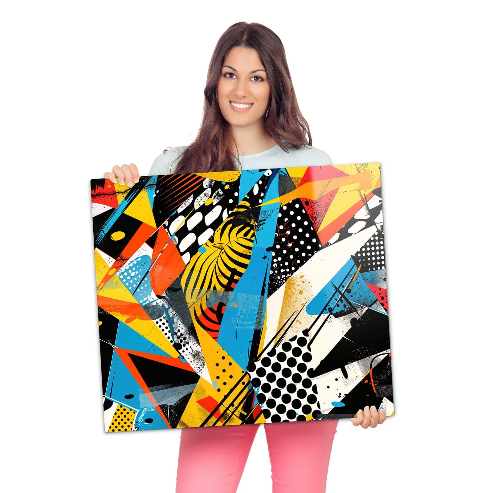 Kochfeldabdeckung mit Abstrakte Kunstwerk-Motiv wird zur Größendarstellung gehalten