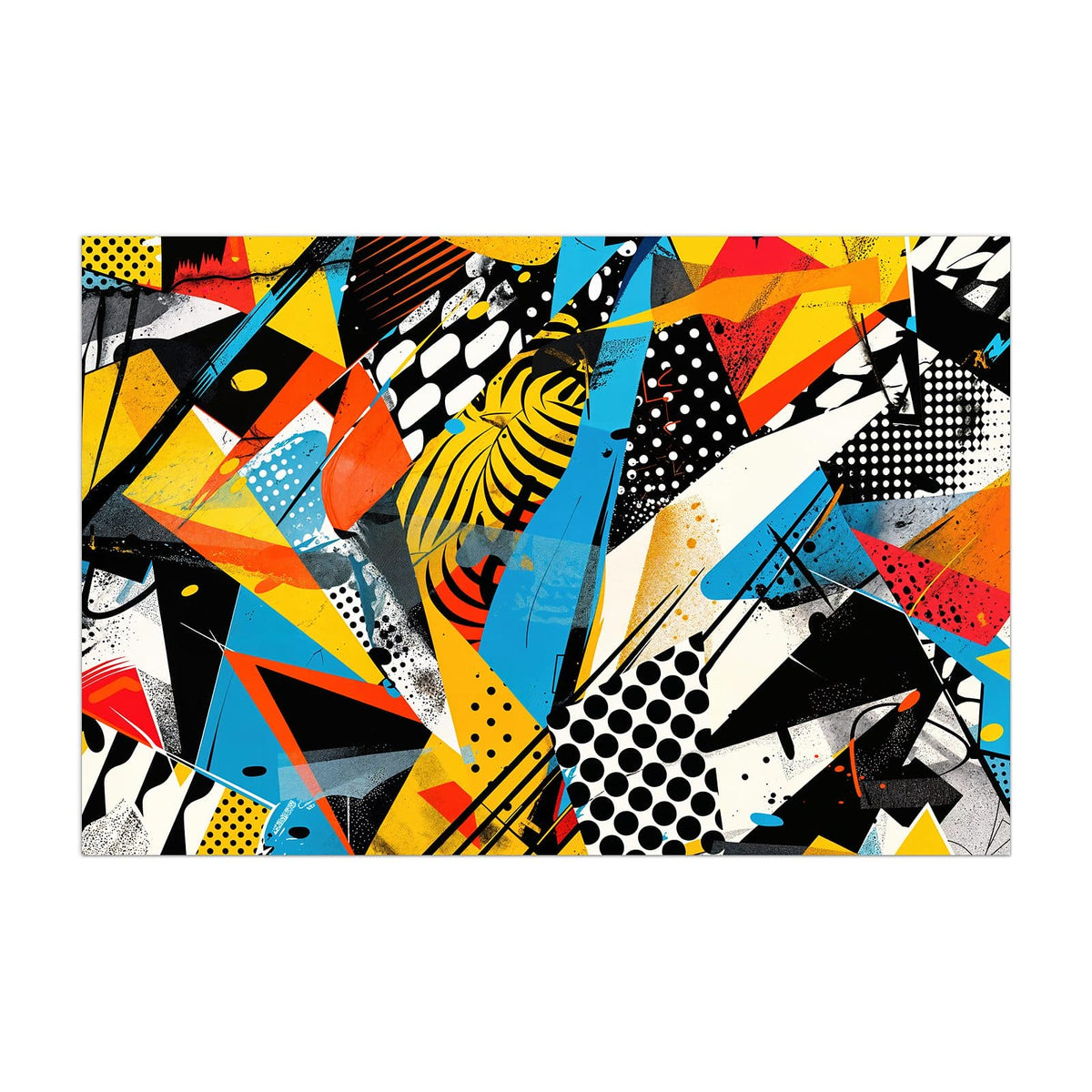 Küchenrückwand aus Glas Pop Art Collage im Hochformat, Motiv bildfüllend von vorn #grösse_40 x 60 cm #grösse_50 x 75 cm #grösse_60 x 90 cm #grösse_80 x 120 cm