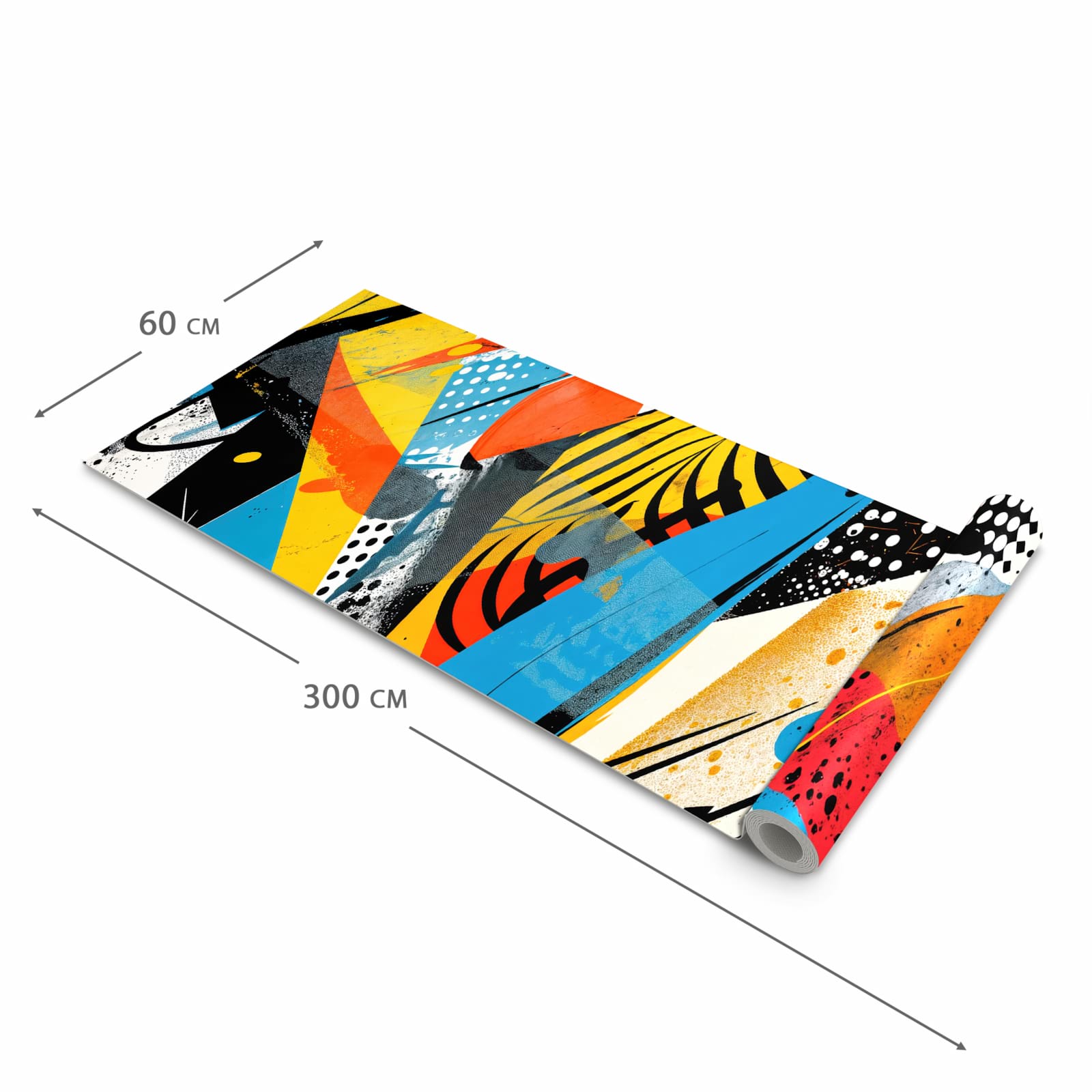 Rutschfester Bodenläufer Teppich mit Motiv Kunst des Abstrakte in der Grösse 80x250 cm