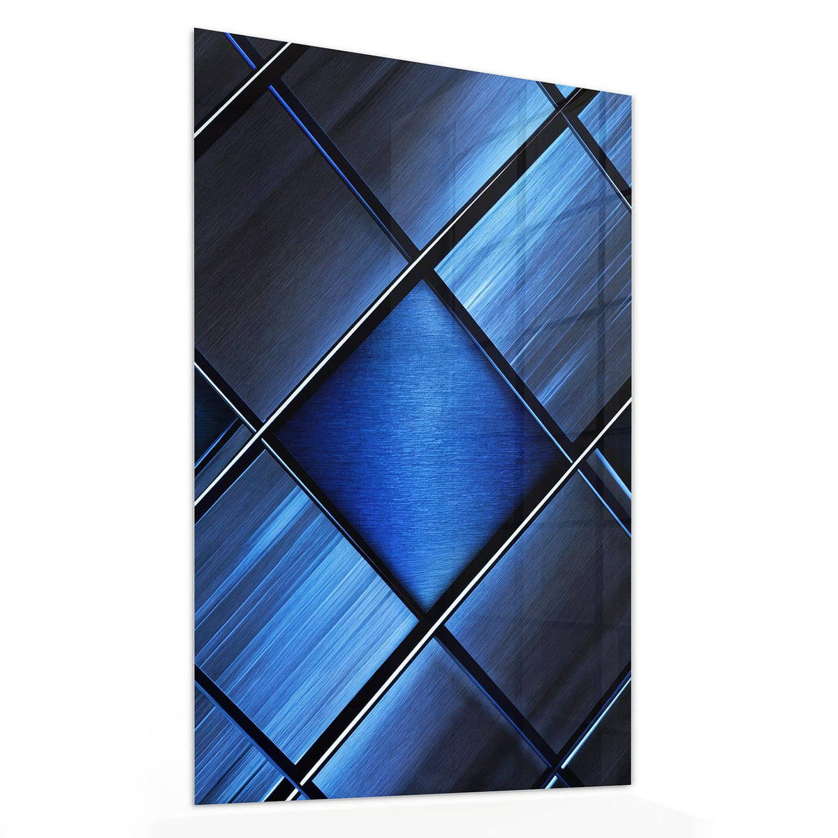 11 Größen – von 30 × 60 bis 60 × 150 cm – Wandbild - Metallkacheln in Blau - Hochformat