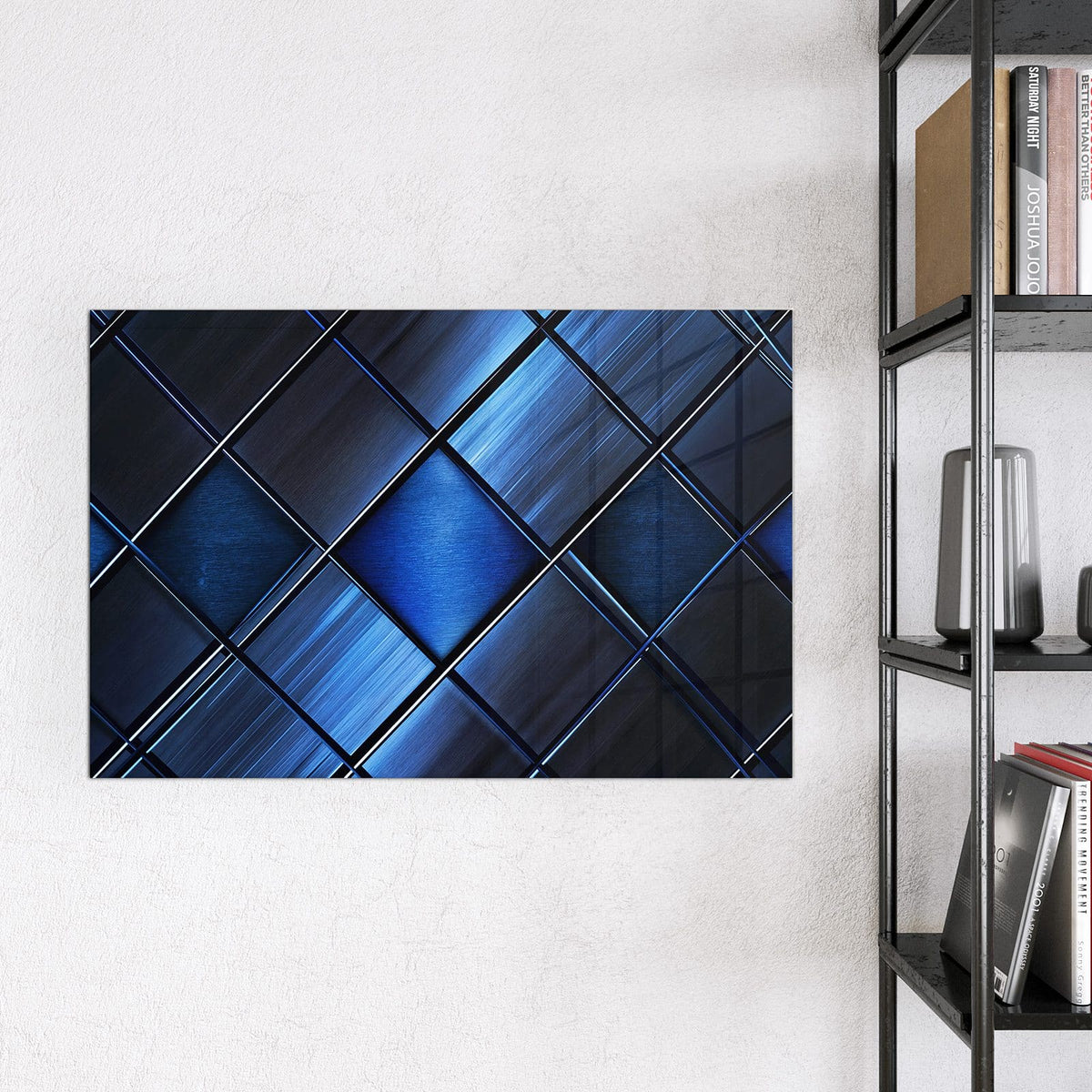 Magnettafel - Metallkacheln in Blau – Schräge Kacheln in Blautönen