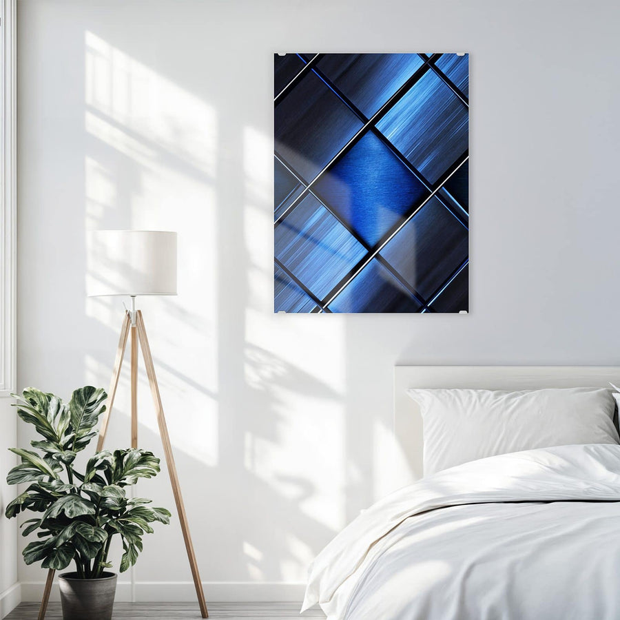 Maße Wandbild - Metallkacheln in Blau - Hochformat