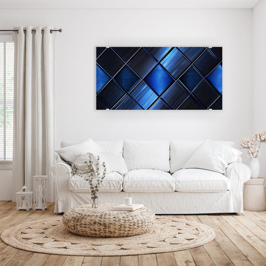 Maße Wandbild - Metallkacheln in Blau - Querformat