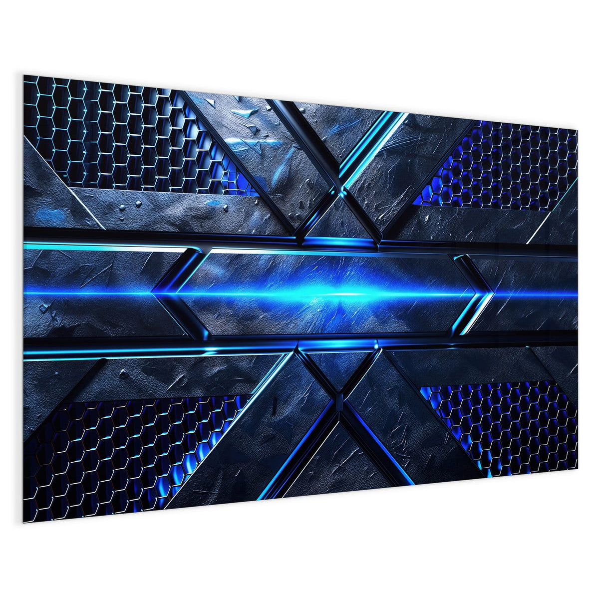 4 mm Glas statt lackiertem Blech – Magnettafel - Blauer Lichtstreifen