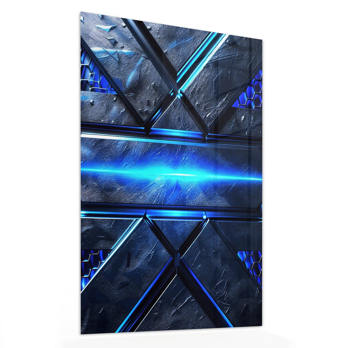 11 Größen – von 30 × 60 bis 60 × 150 cm – Wandbild - Blauer Lichtstreifen - Hochformat
