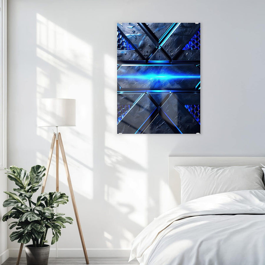 Maße Wandbild - Blauer Lichtstreifen - Hochformat