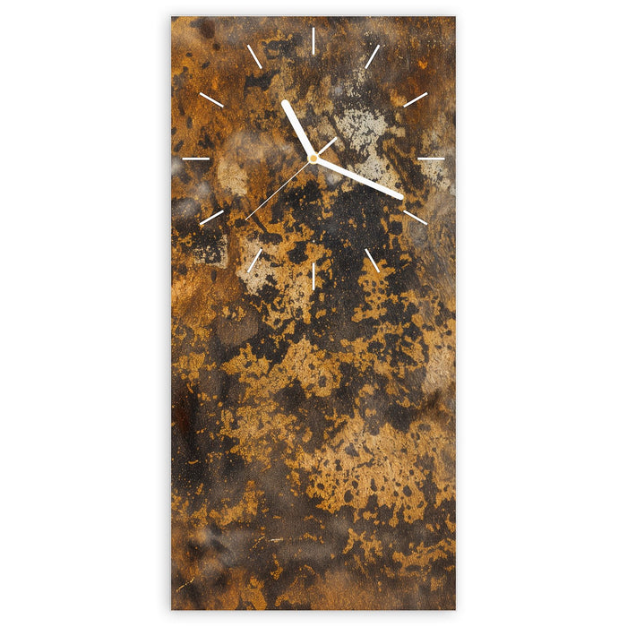 Wanduhr Rostige Textur aus Glas – Hochformat 30 × 60 cm mit Ziffernblatt Linie