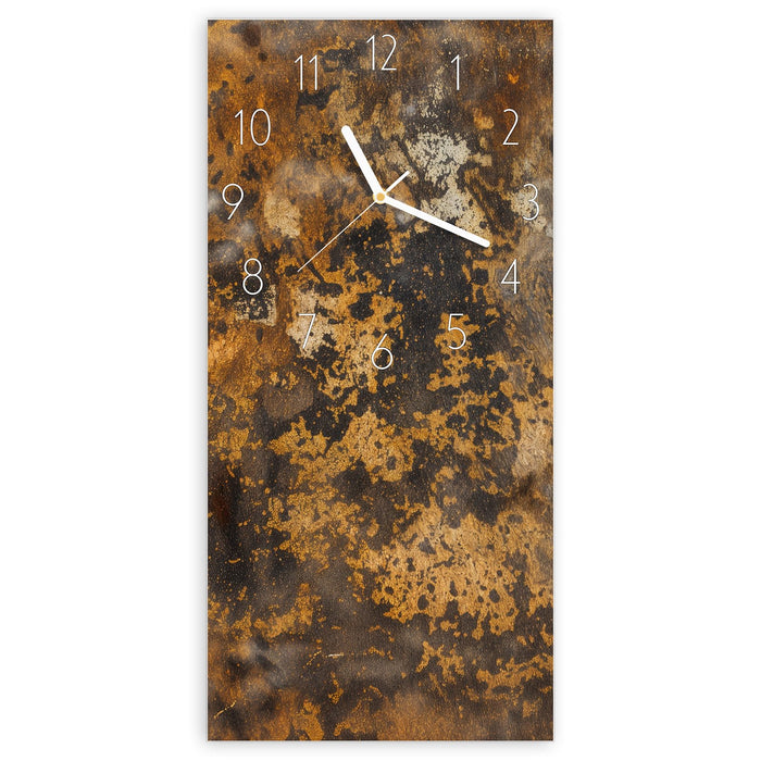 Wanduhr Rostige Textur aus Glas – Hochformat 30 × 60 cm mit Ziffernblatt Elegant