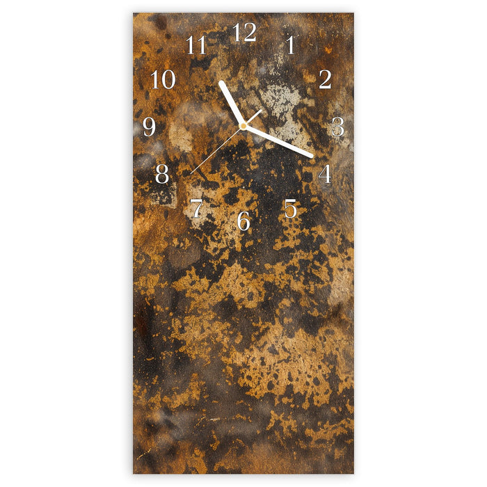Wanduhr Rostige Textur aus Glas – Hochformat 30 × 60 cm mit Ziffernblatt Klassisch