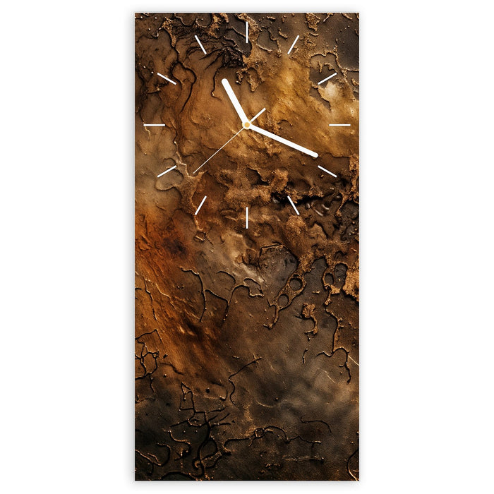 Wanduhr Abstrakte Erde aus Glas – Hochformat 30 × 60 cm mit Ziffernblatt Linie