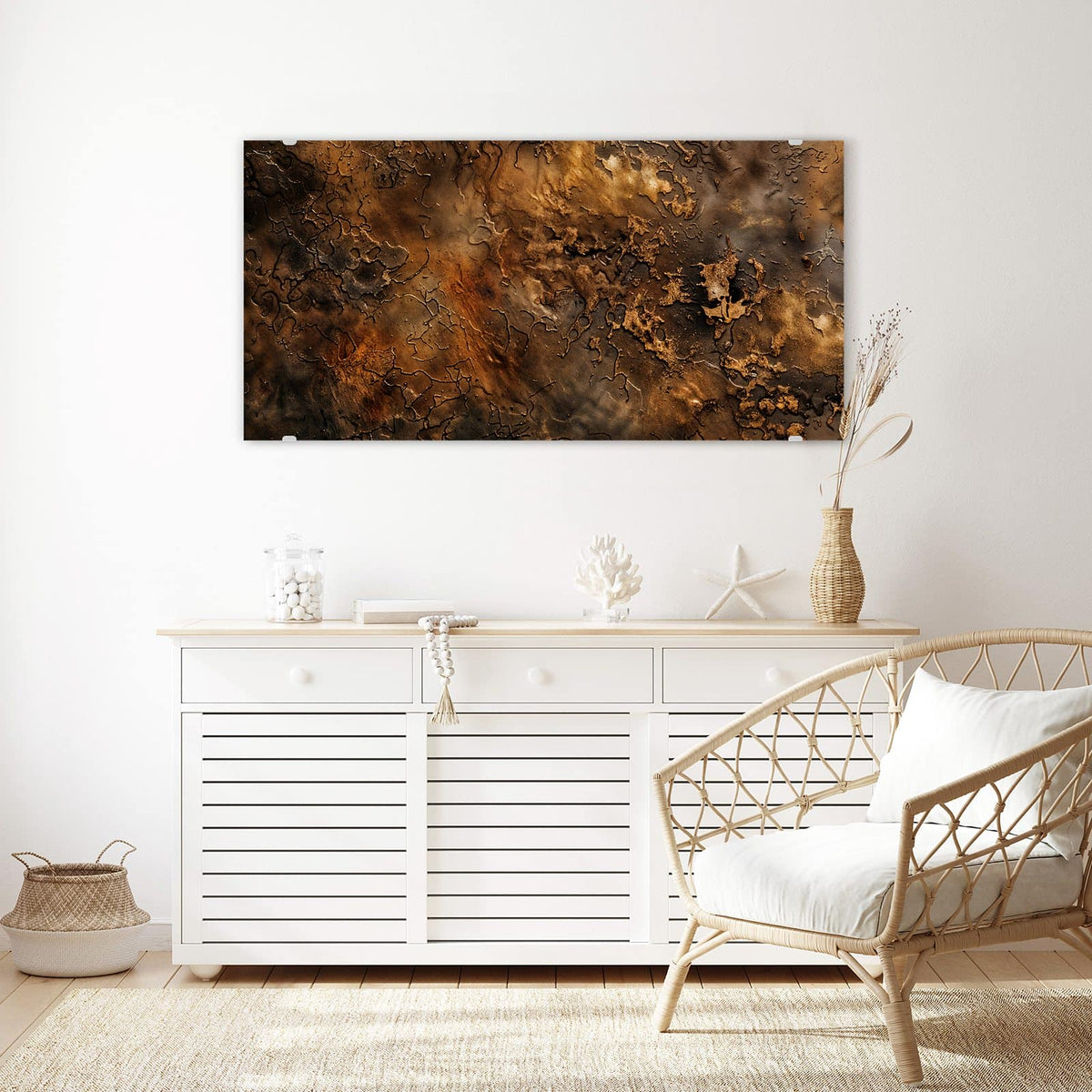 Echtglas, 4 mm – kein Acryl, keine Folie – Wandbild - Dunkle Bronzepatina - Querformat