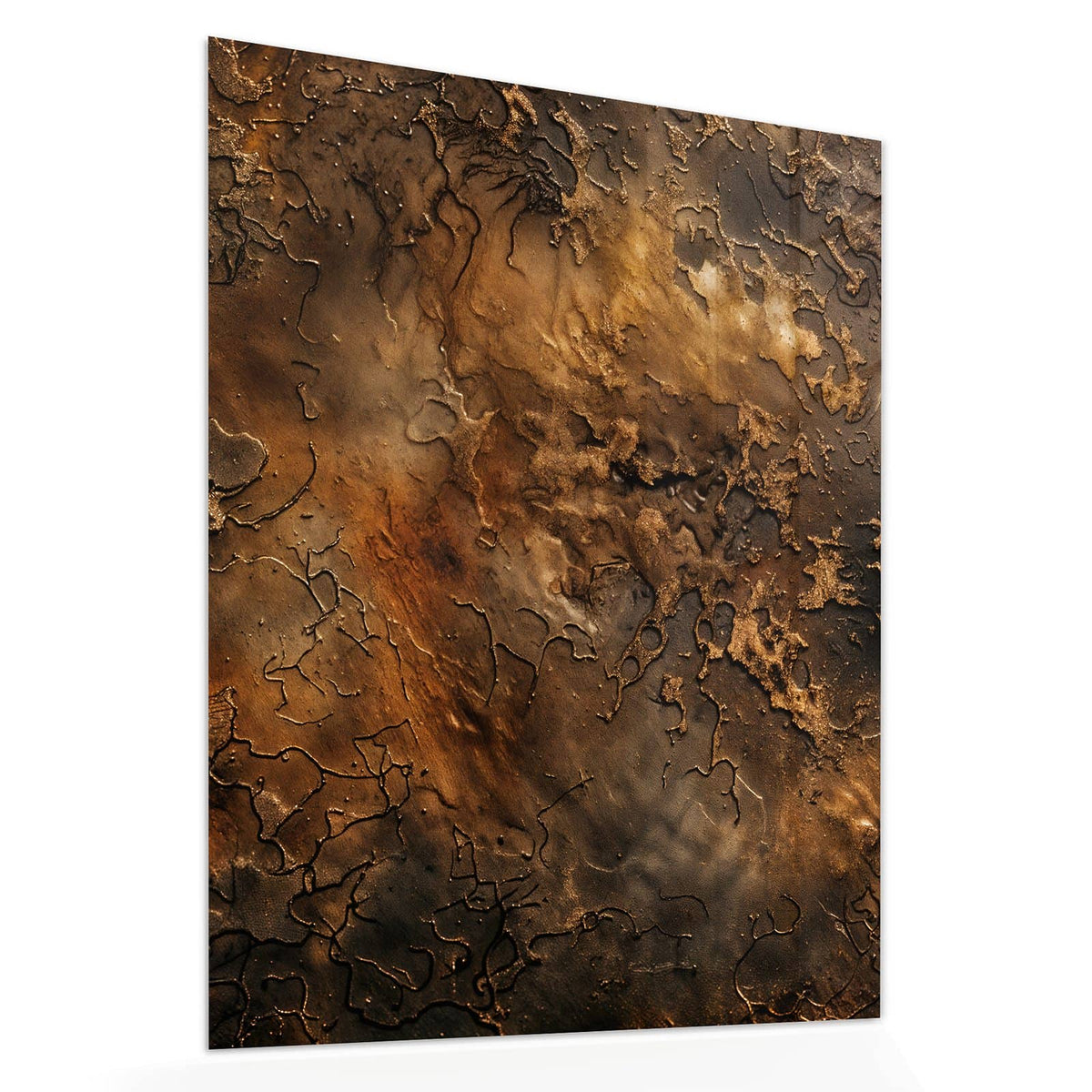 Echtglas, 4 mm – kein Acryl, keine Folie – Wandbild - Dunkle Bronzepatina - Hochformat
