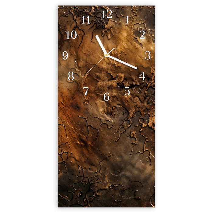 Wanduhr Abstrakte Erde aus Glas – Hochformat 30 × 60 cm mit Ziffernblatt Klassisch
