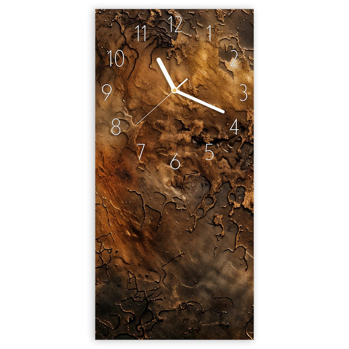 Wanduhr Abstrakte Erde aus Glas – Hochformat 30 × 60 cm mit Ziffernblatt Elegant