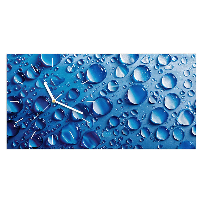 Wanduhr Wassertropfen aus Glas – Querformat 60 × 30 cm mit Ziffernblatt Linie