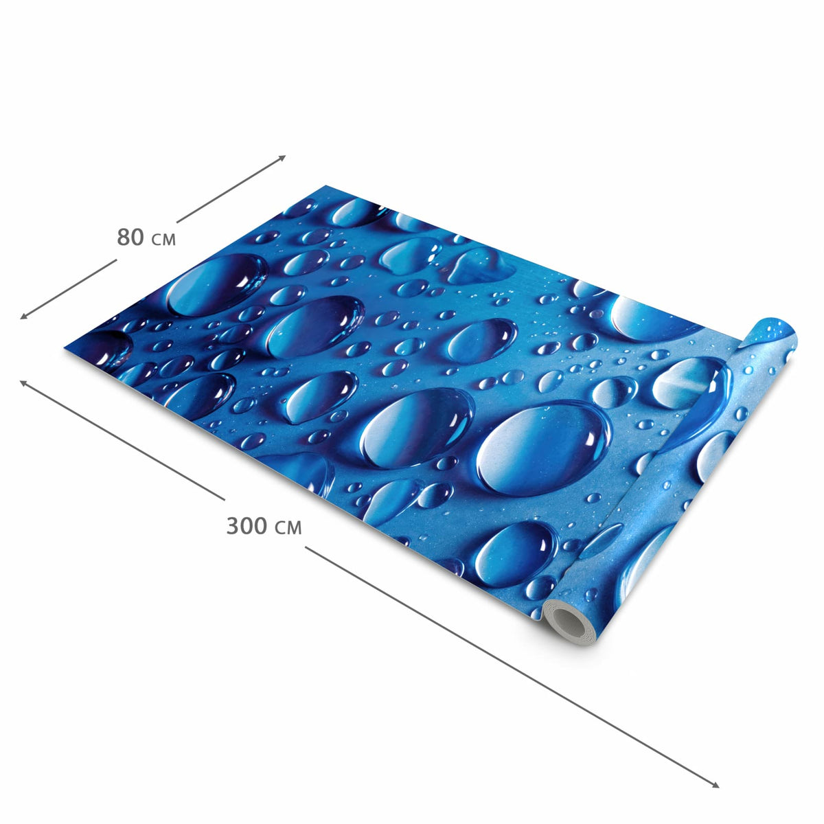 UV-beständiger Küchenläufer mit Motiv Wassertropfen in der Größe 60x90 cm