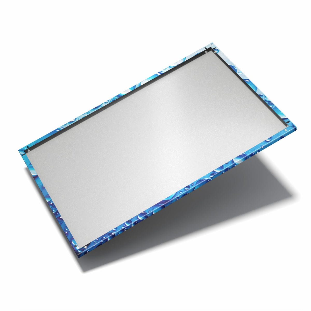 Nur 7 mm – liegt eng an der Wand – Metall Magnettafel - Tropfen auf Blau