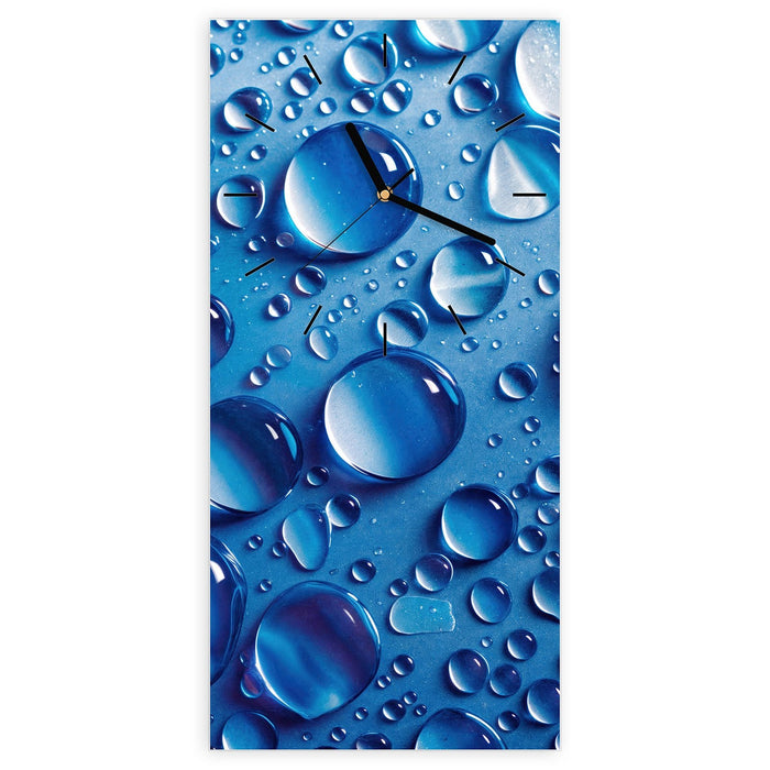 Wanduhr Wassertropfen aus Glas – Hochformat 30 × 60 cm mit Ziffernblatt Linie