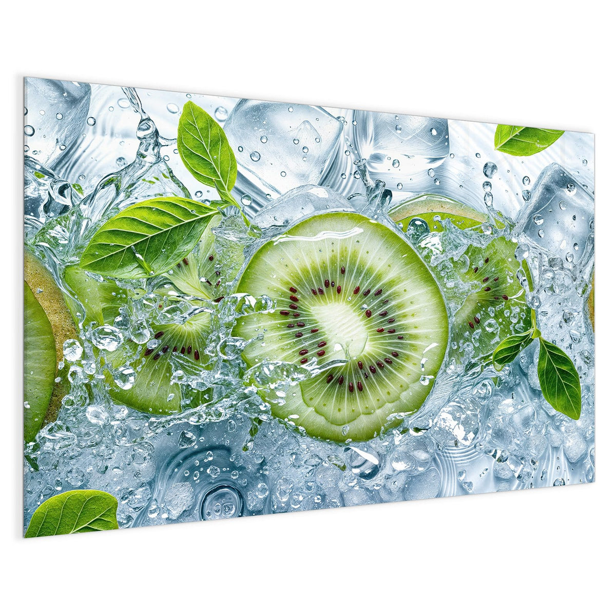 4 mm Glas statt lackiertem Blech – Magnettafel - Kiwischeiben im Wasser