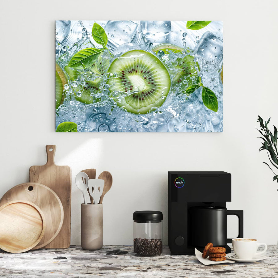 Maße Metall Magnettafel - Kiwischeiben im Wasser