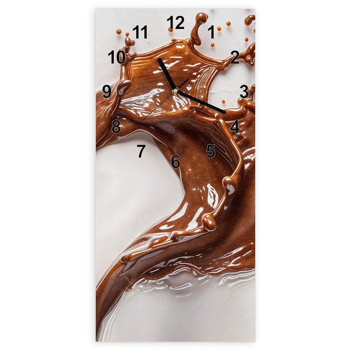 Wanduhr Herzmuster Streifen aus Glas – Hochformat 30 × 60 cm mit Ziffernblatt Modern