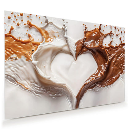 Wandbild mit dem Motiv Herz aus Milch und Kakao