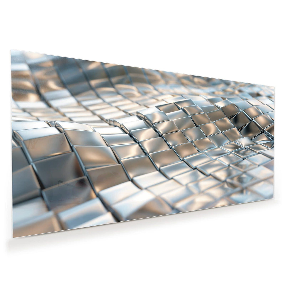 Silberne Metallfliesen, die sich als Welle über die Fläche ziehen